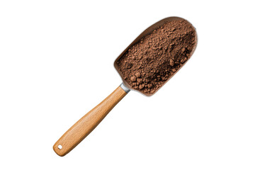Cocoa Powder in Metal Scoop with Wooden Handle