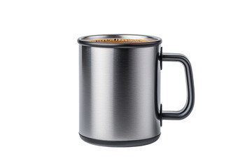 Sleek Metallic Mug with Coffee Beverage