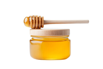 Honey Jar with Dipper on Transparent Background