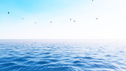 Perfect sky and water of ocean. Amazing sea landscape. Seascape background. Tourism, travel, holdiay, summer concept.