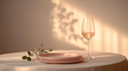 Minimalistic Dining Table Setup with Elegant Glass