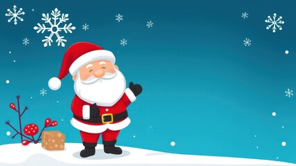 Illustration of a cute Santa Claus surrounded by snowflakes, perfect for Christmas logos and graphics, Santa Claus, illustration