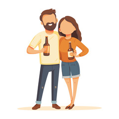 Confident Couple Standing Together with Arms Around Each Other