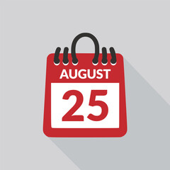 Fototapeta premium August 25 Calendar icon vector illustration.