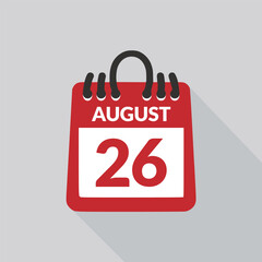 August 26 Calendar icon vector illustration.
