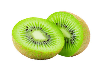 Freshly Sliced Kiwi on White Background