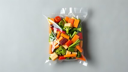 Frozen Vegetables Pack on Grey Background