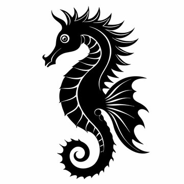 recommend clip art: Seahorse vector black silhouette illustration on white background