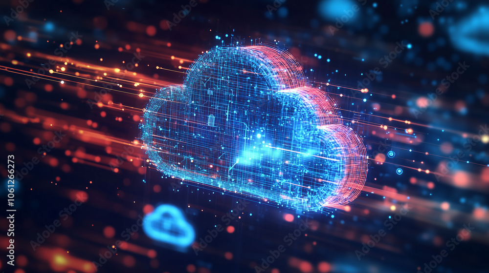 Poster modern cloud technologies abstract a dynamic illustration of cloud computing