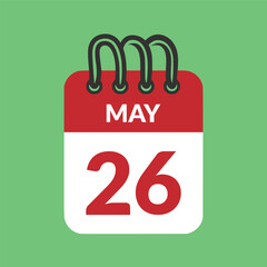 May 26 Calendar icon vector illustration.