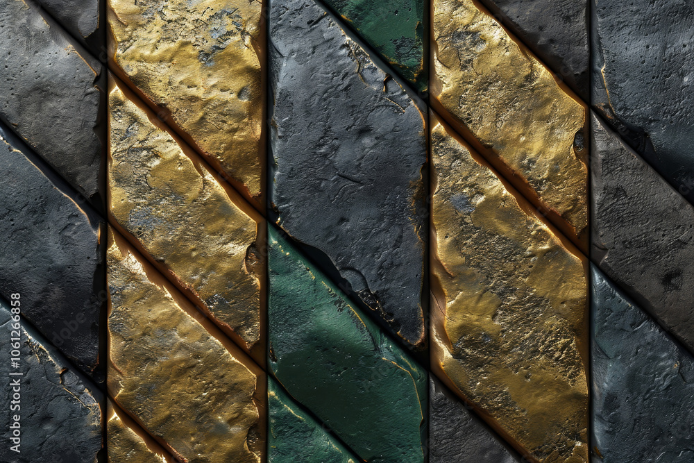 Poster this artwork features a close-up view of textured metal panels with diagonal patterns.