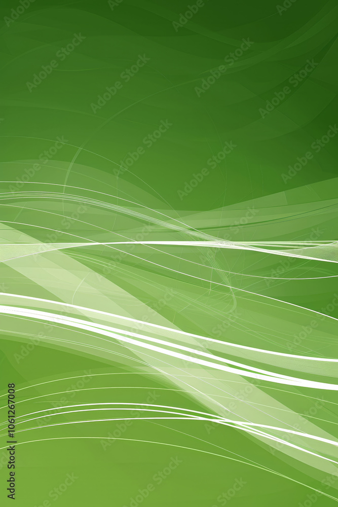 Aufkleber gentle green waves flow across the canvas, intertwining with soft white lines that create a tranquil