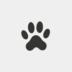 A simple yet striking black paw print is centered on a white background, symbolizing animal presence and connection. This design evokes feelings of warmth and companionship.