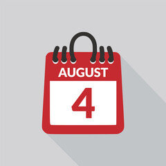August 4 Calendar icon vector illustration.