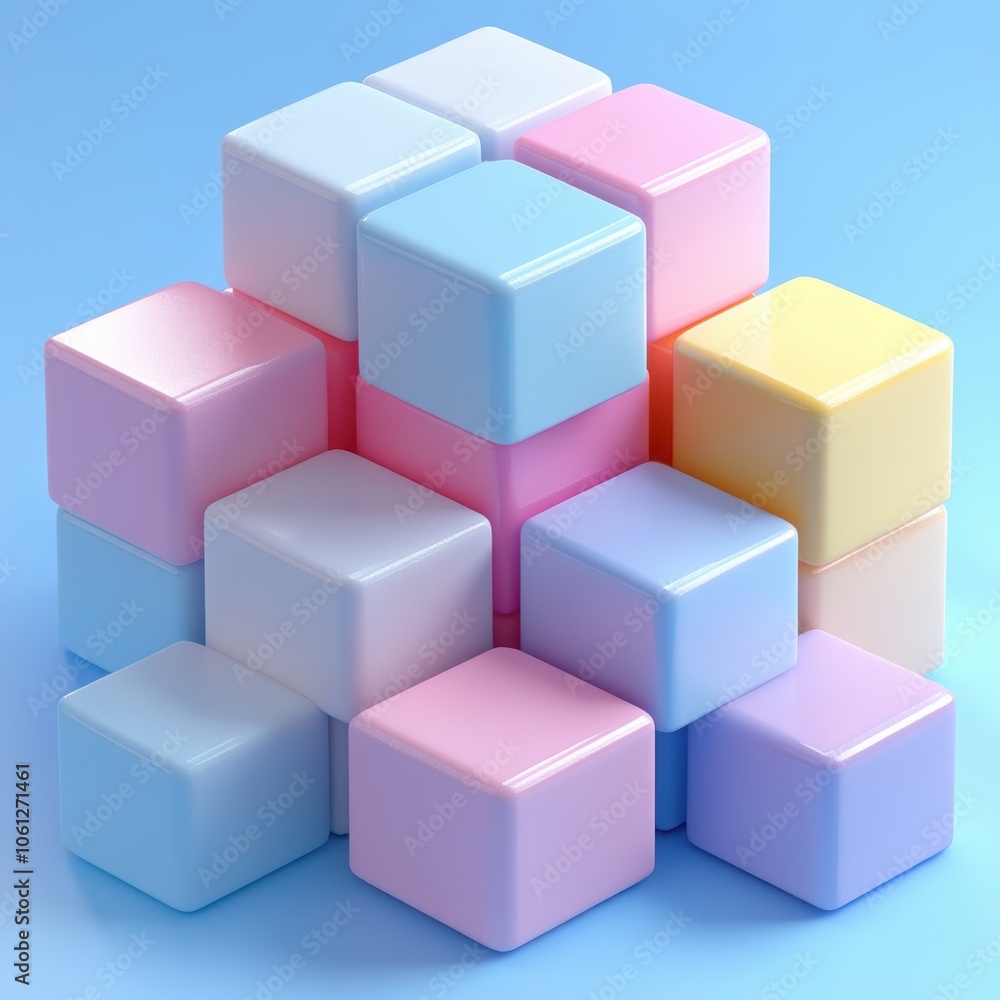 Poster a stack of colorful cubes arranged in a pyramid shape. generative ai