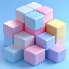 Obraz premium A stack of colorful cubes arranged in a pyramid shape. Generative AI