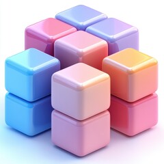 Fototapeta premium A row of colorful cubes arranged in a pyramid shape. Generative AI