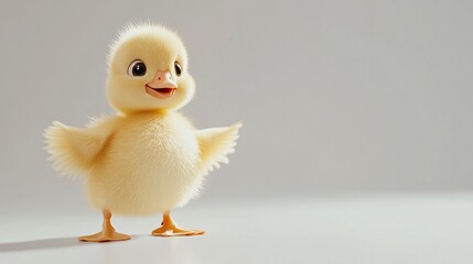 Cute Baby Duckling with Open Wings