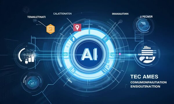 AI engineering in action. Artificial intelligence algorithm for marketing automation, tech analysis, solution communication, and prompt response. Code LISP program and machine learning 3d illustration