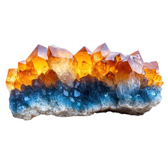 Obraz premium Citrine Crystal Cluster with Blue Calcite on Transparent Background
