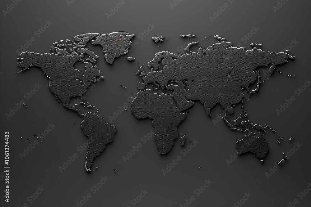 Poster the artwork features a three-dimensional representation of a world map in a textured style, set agai