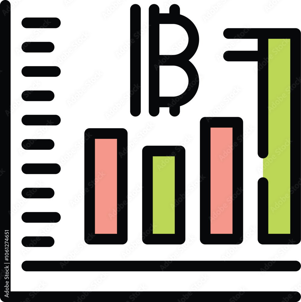 Poster bar chart is showing the increasing value of the bitcoin cryptocurrency
