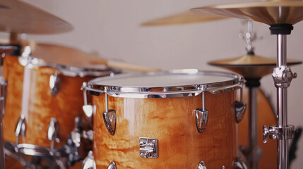 Obraz premium Close-Up of Acoustic Drum Set in Studio