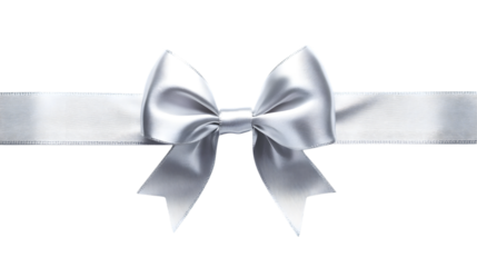 bright silver ribbon bow and box frame isolated on background