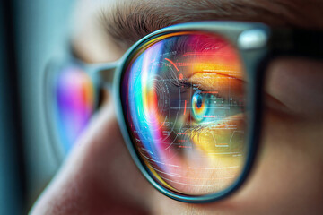Close up of a display on smart glasses