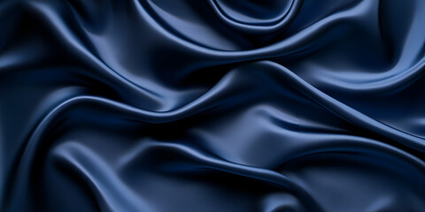 Obraz premium Dark Blue Silk Fabric with Elegant Folds