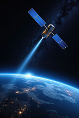 地球と宇宙を回る人工衛星、GPS。Generative AI