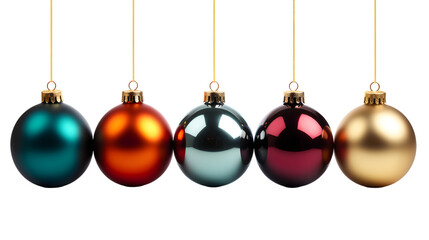 Baubles for Christmas tree decoration isolated on white background