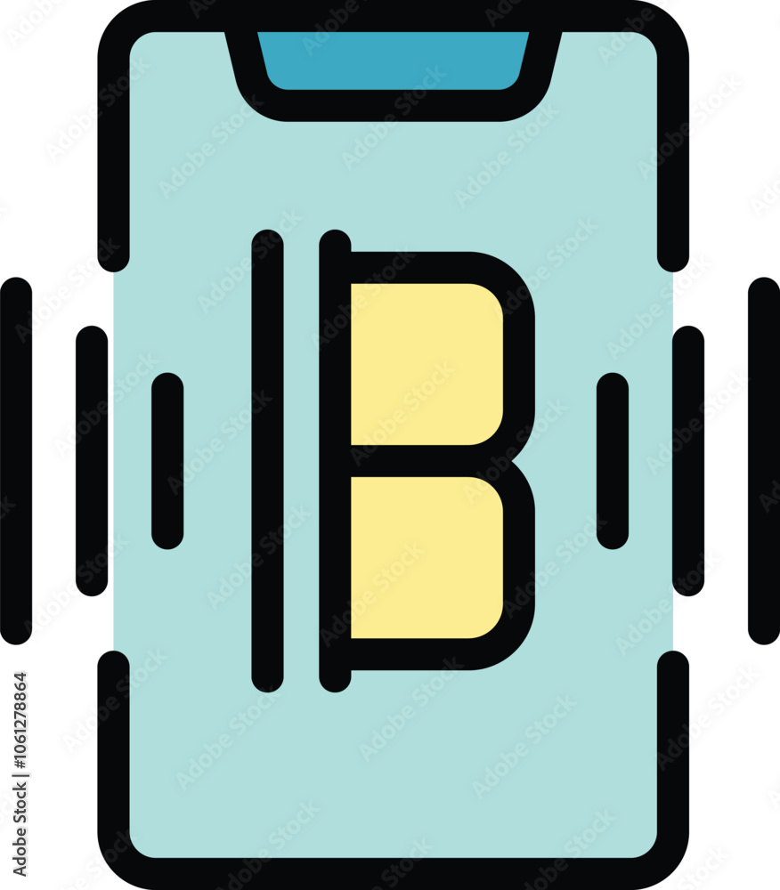 Poster smartphone making a sound with the letter b displayed on the screen