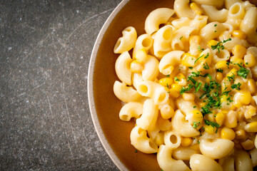 macaroni creamy corn cheese on plate