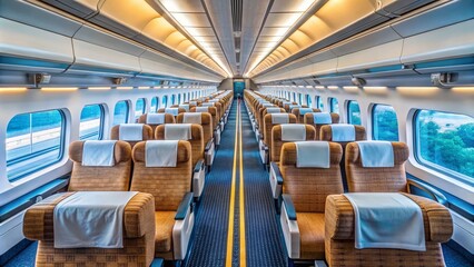 Obraz premium Minimalist Japanese Train Interior, Empty Car, Modern Design