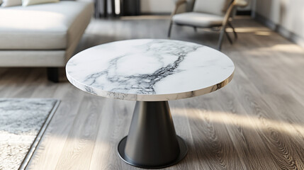 modern white marble side table in minimalist interior design