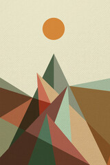 Colorful Geometric Mountains Vector Illustration