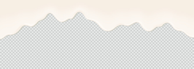 Yogurt, milk or cream surface creamy liquid melt splash flowing background. Vector white milk splash or ice cream flow soft texture on transparent background for sweet dessert design. 3D Illustration