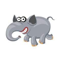 Elephants are large cartoon mammals isolated on a white background