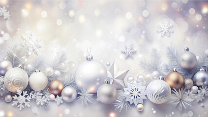 christmas background with balls and snowflakes