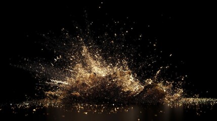 Golden Particles on Black Background Creating Stunning Effect