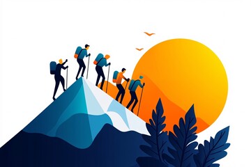 Naklejka premium Teamwork: Scaling the Peak