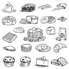 icons set food and bakery