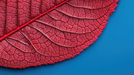Fototapeta premium Close-Up of a Red Leaf with Detailed Veins and Texture