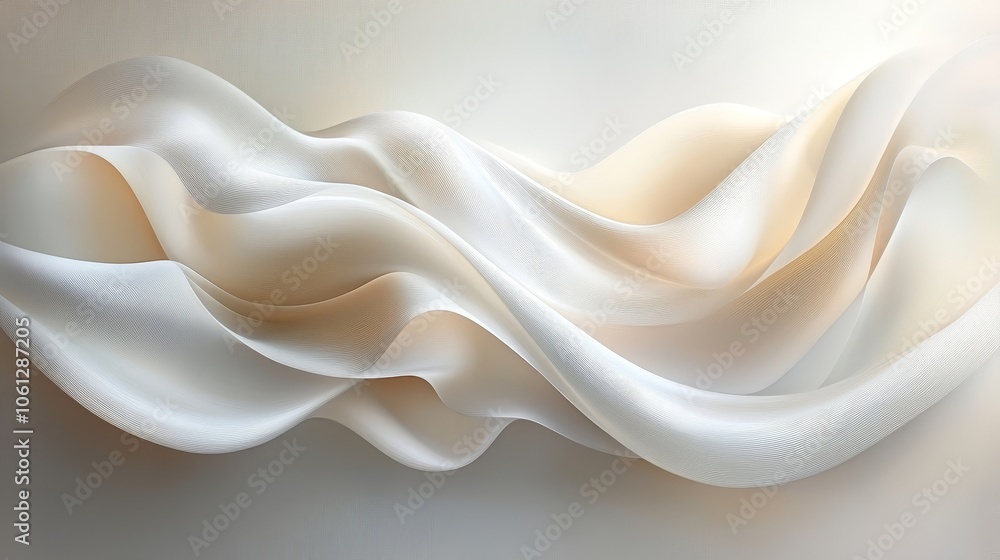 Poster smooth, flowing white lines and curves on a light background create an elegant composition that conv
