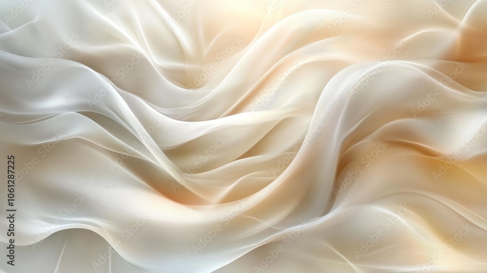 Poster smooth, flowing white lines and curves on a light background create an elegant composition that conv