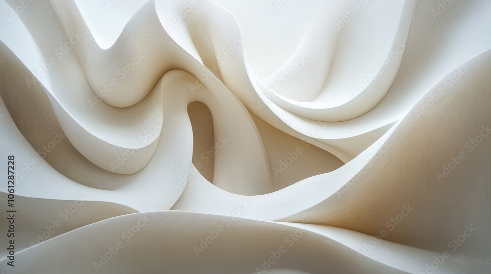 Poster smooth, flowing white lines and curves on a light background create an elegant composition that conv