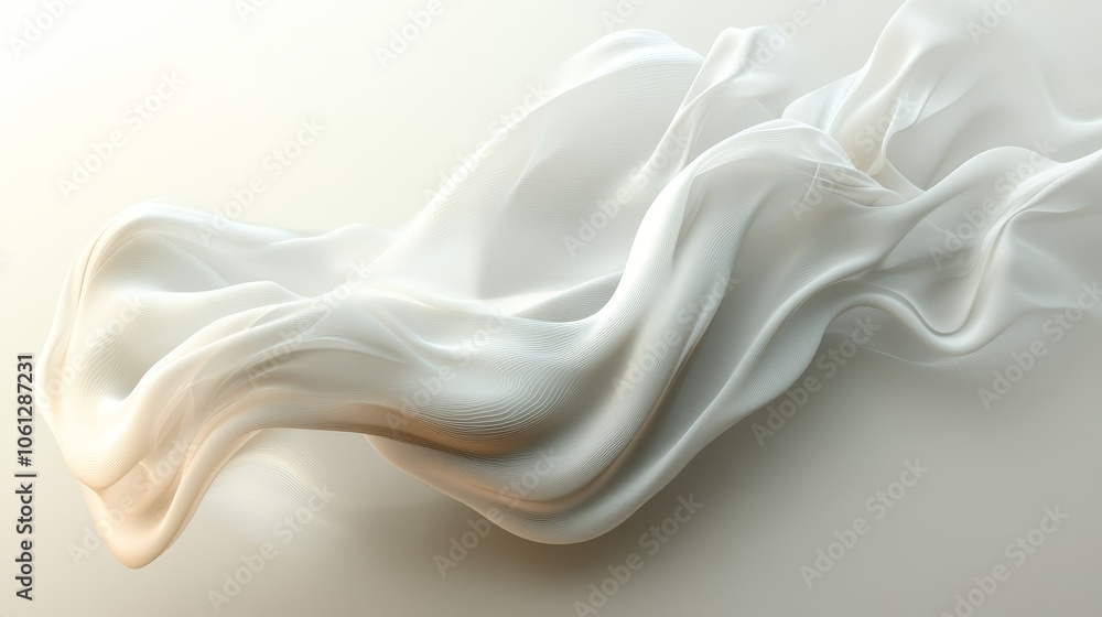 Poster smooth, flowing white lines and curves on a light background create an elegant composition that conv