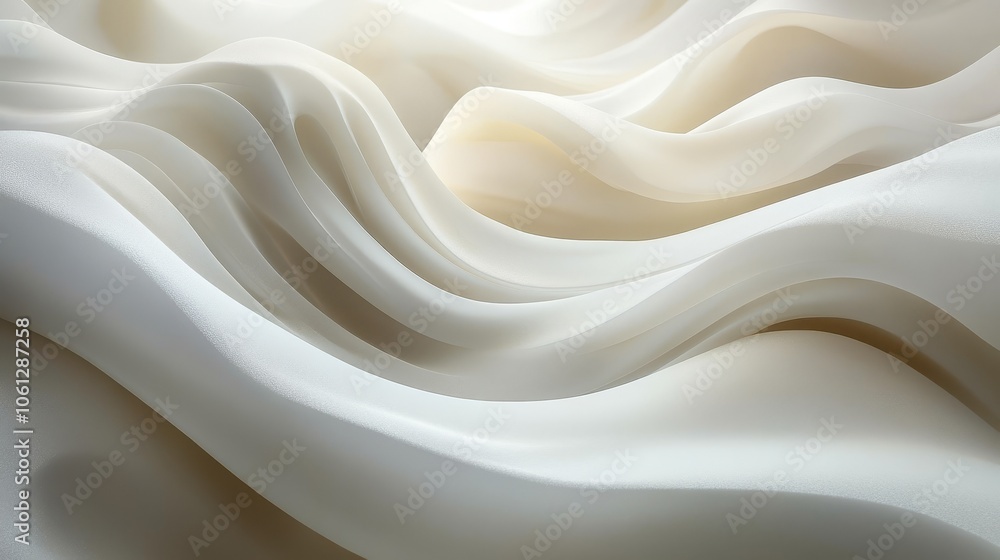 Poster smooth, flowing white lines and curves on a light background create an elegant composition that conv