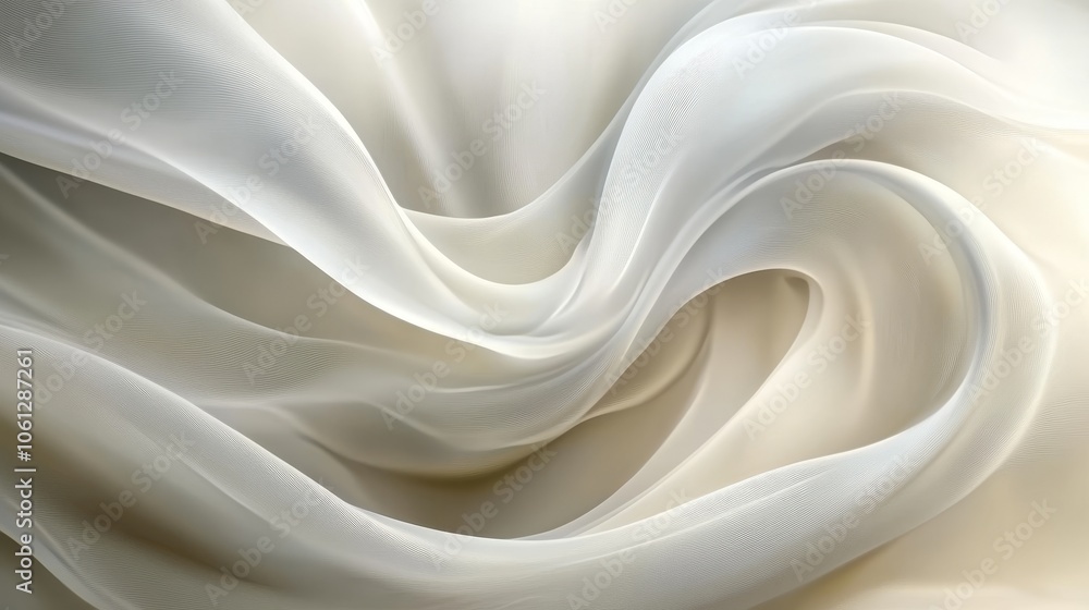 Poster smooth, flowing white lines and curves on a light background create an elegant composition that conv